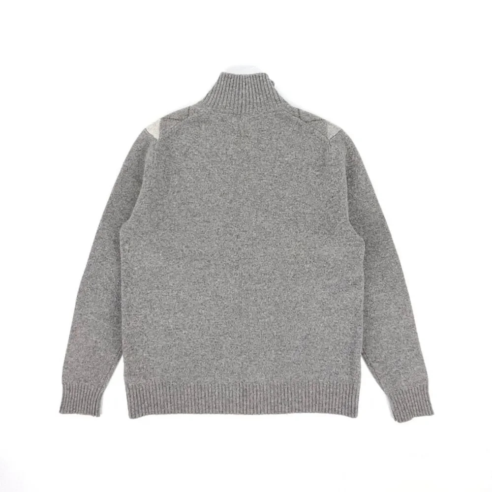 J CREW 100% Lambs Wool 1/4 Zip Sweater Argyle Old Money Preppy Quiet Luxury Golf